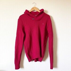 Tommy Hilfiger Medium Shawl Collar Sweater Pima Cotton Wool Blend Classic Style